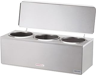 Server Products 3-Space Heated Cone Dip Warmer Dipper Well for Ice Cream Cone with Hinged Lid, Stainless Steel (Holds 3), Model 92040