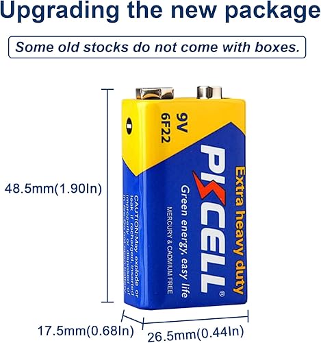 Miniatura 4 de PKCELL Batería de 9 V de carbono 10 unidades de zinc para detectores de humo batería 6F22 vida útil de 10 años ultra larga duración