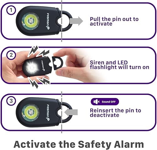 Miniatura 3 de Fosmon Alarma personal para mujeres, llavero de protección de autodefensa, sirena de sonido de seguridad de 125 dB con luz estroboscópica LED,