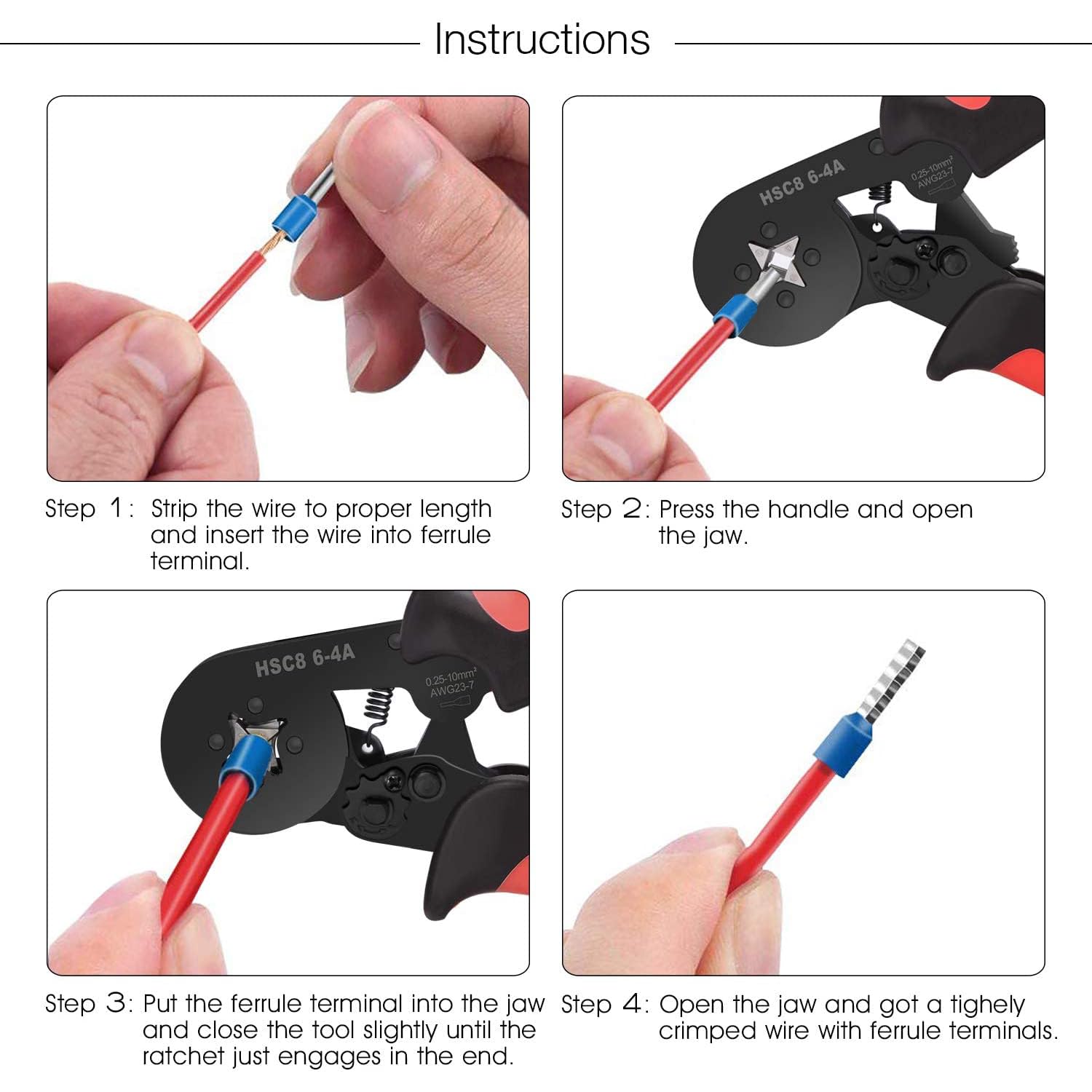 Wire Ferrules Terminals Kit Ferrule Crimping Tool Kit Assortment Wire Crimp Pin Terminal Connector Wire Ends Terminals (6-4 and 1640PCS Kit)