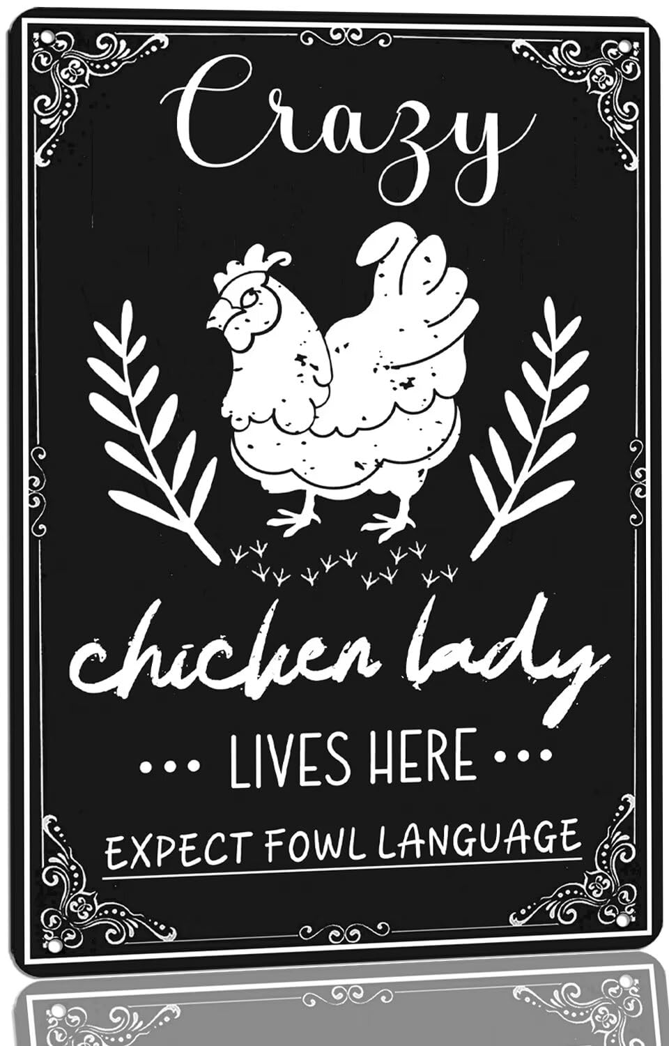 SMAZDFXX Crazy Chicken Lady Lives Here Expect Fowl Language Funny Chicken Tin Sign Farm Chicken Coop Metal Decor Chicken Sign 5.5"x8"