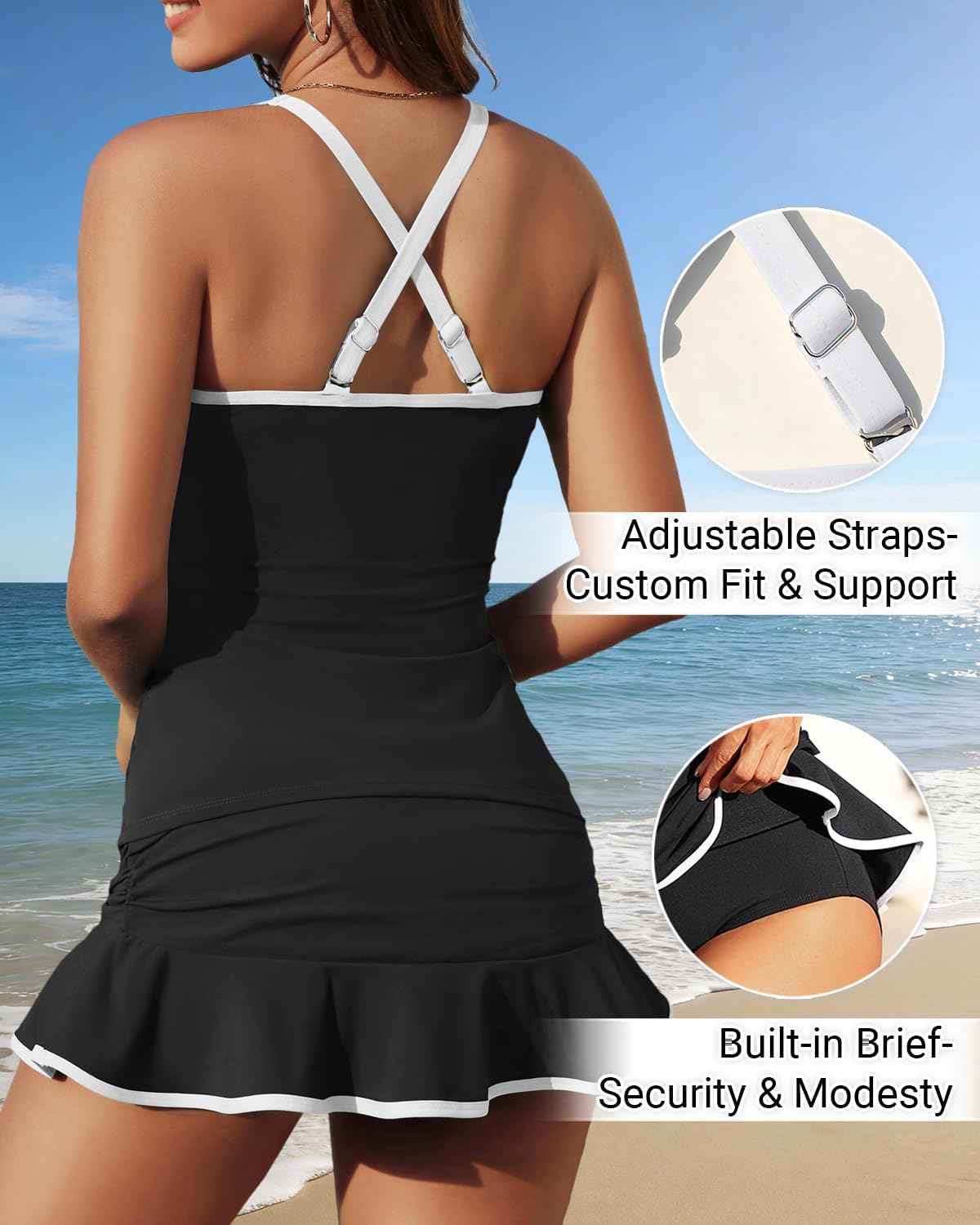Aqua Eve Women's Two Piece Tankini Swimsuit with Skirt -Tummy Control Ruched Bathing Suits Twist Front Swimdress 2026