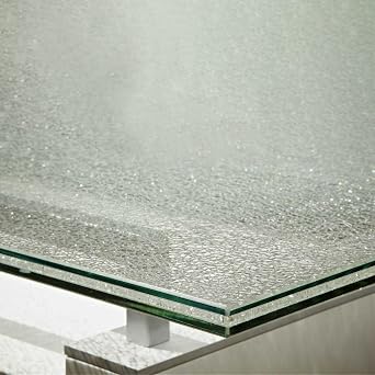 Custom Cut to Size Crackled Glass Table Top by Fab Glass and Mirror - 3/4" Thick Bronze Shattered Glass With Flat Edge