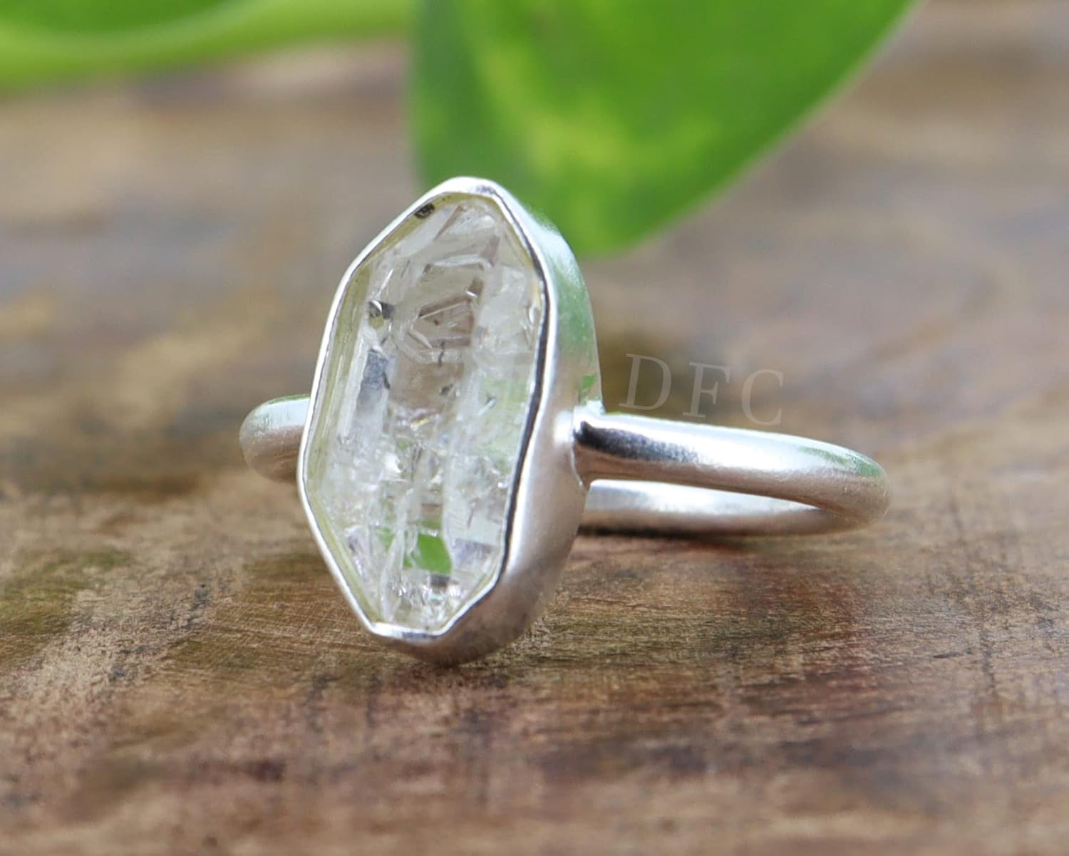 Raw Herkimer Diamond Ring | April Birthstone Handmade Silver Ring | Natural Herkimer Ring | Sterling Silver 925 | Handmade Jewelry