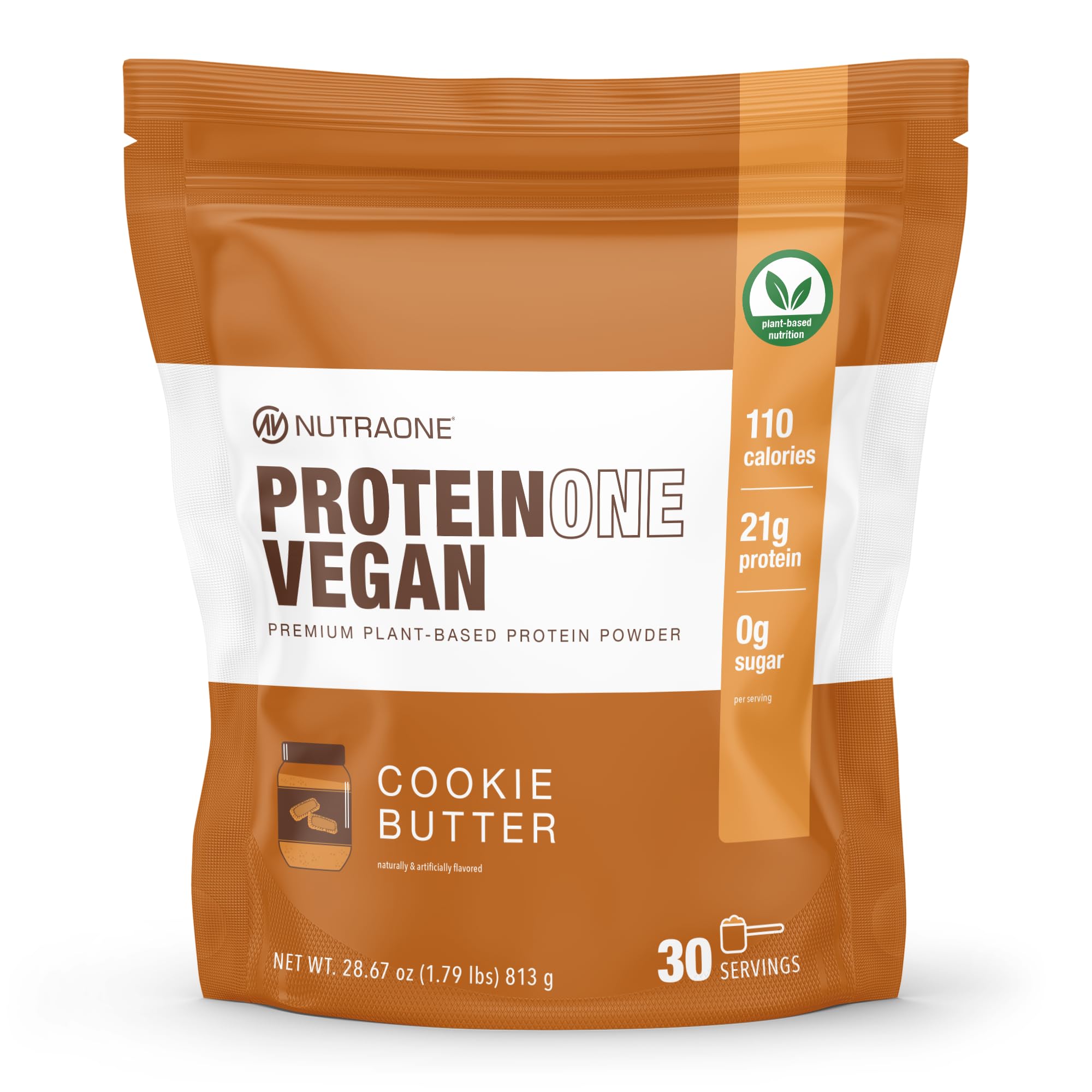 NutraOne ProteinOne Vegan Plant-Based Protein Powder Vegan Protein Powder, Dairy-Free, Pea and Rice Protein (Cookie Butter)