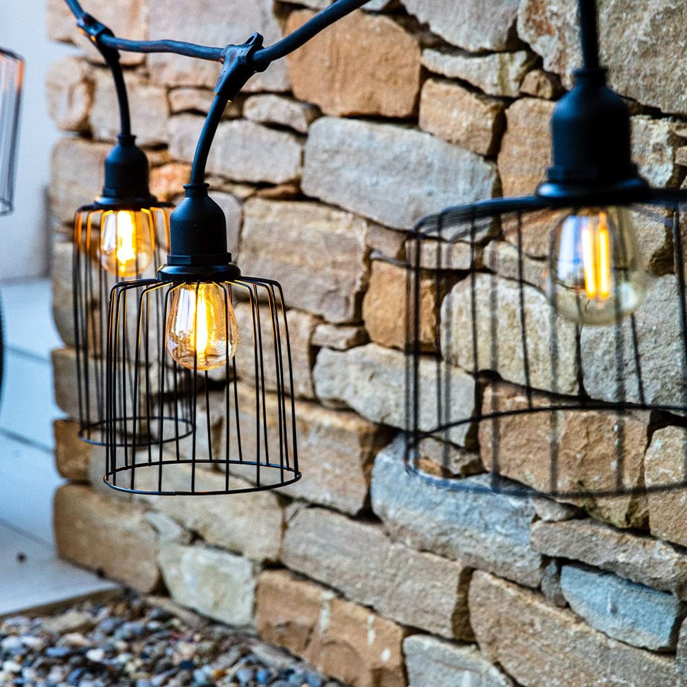 Guirnalda luminosa exterior con pantalla de metal 10 bombillas de filamento casquillo E27 LED blanco cálido NEMA LIGHT 6m