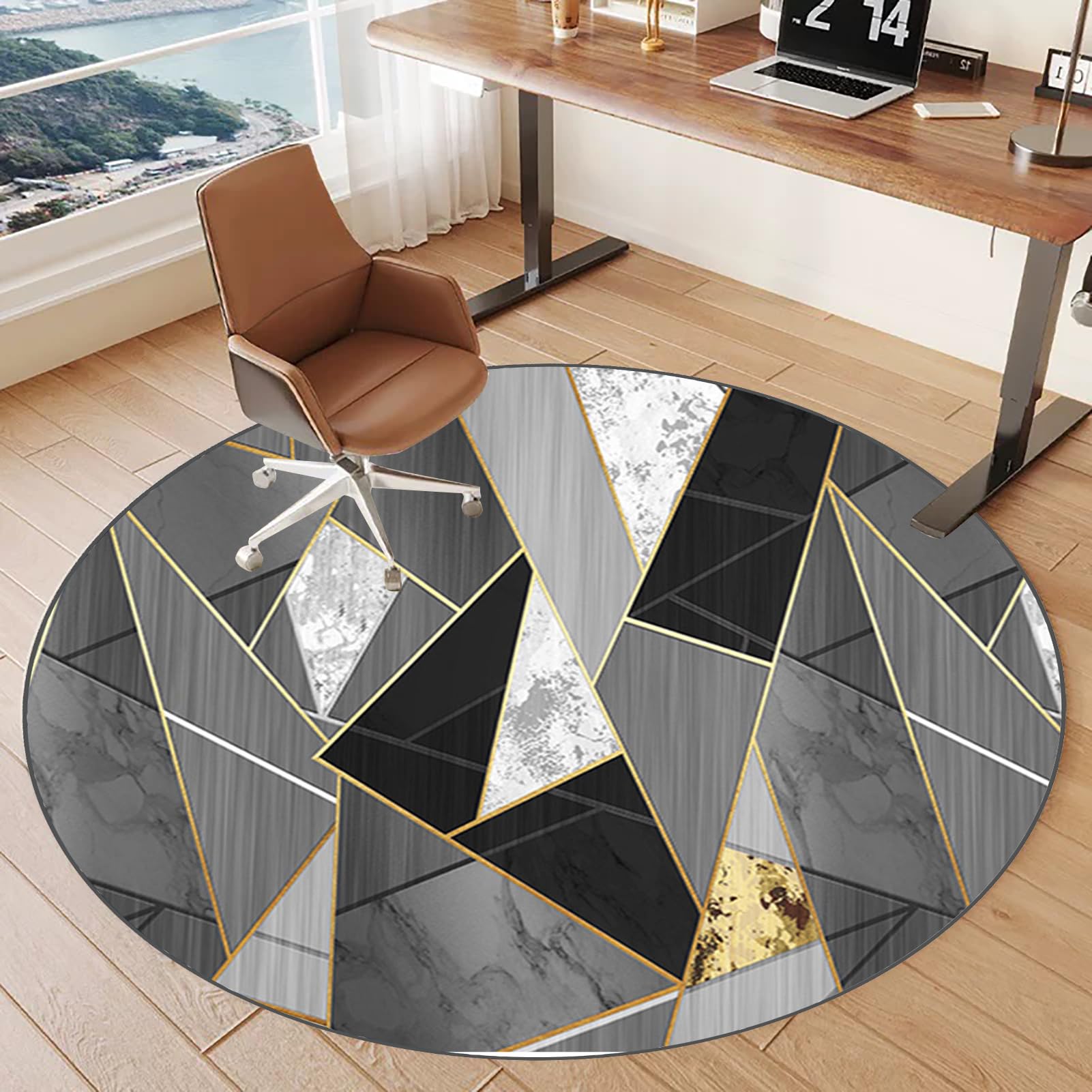 Heavy Duty Office Chair Mat for Low Pile Carpet Floors, Non-slip Thick Desk Hard Floor Chair Mat Protector, Gaming Chair Mat, Round Carpet Protector Chair Mat for Parquet, Tile, Laminate 100 cm