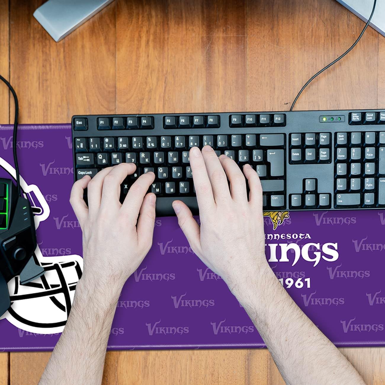 Stitched Edges Mouse Desk Pad,Large Gaming Mouse Pad for Laptop Computer Desktop Keyboard,Light Purple Design Mat for Football Sport Fans Mousepad