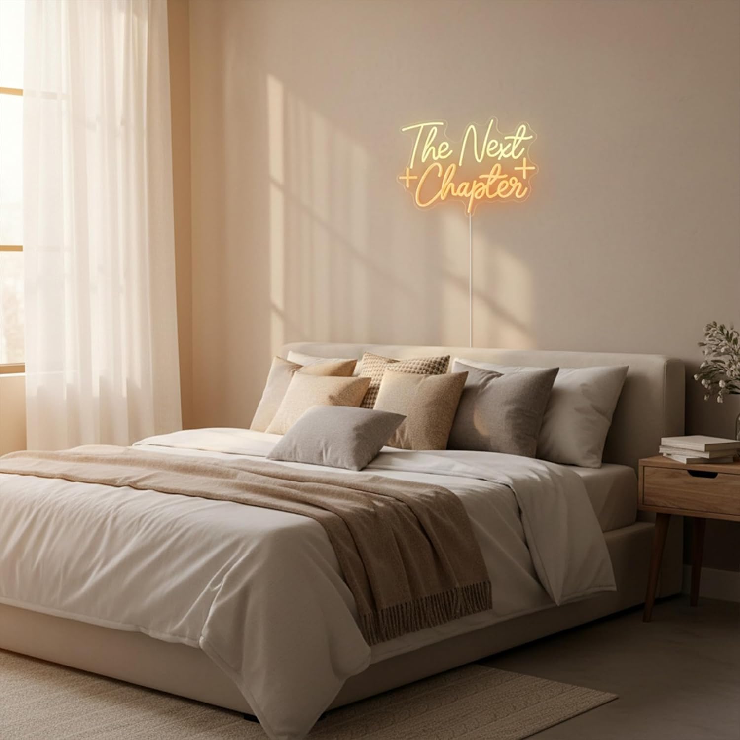 The Next Chapter LED Neon Sign Aesthetic Retro Warm White Wall Decor Inspirational Quote Light for Bedroom Dorm Room Apartment Meaningful Graduation & Housewarming Gift