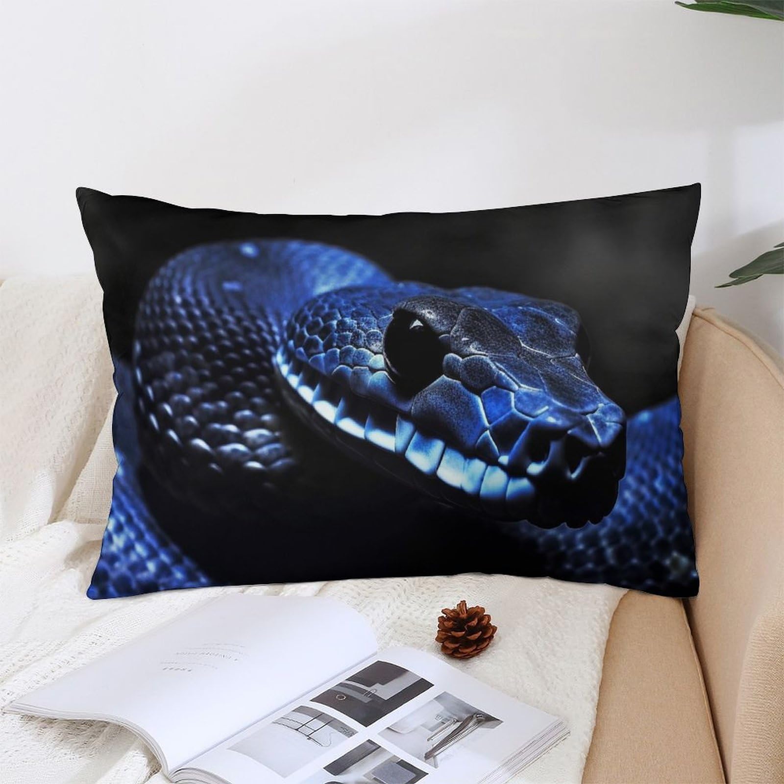 NTVOWPZO Decoration Throw Pillow Covers 12 "x20 Pillowcases Covers Blue Snake Soft Pillowcases Modern Farmhouse Home Decor Sofa Cushions Covers for Couch Bed Living Room