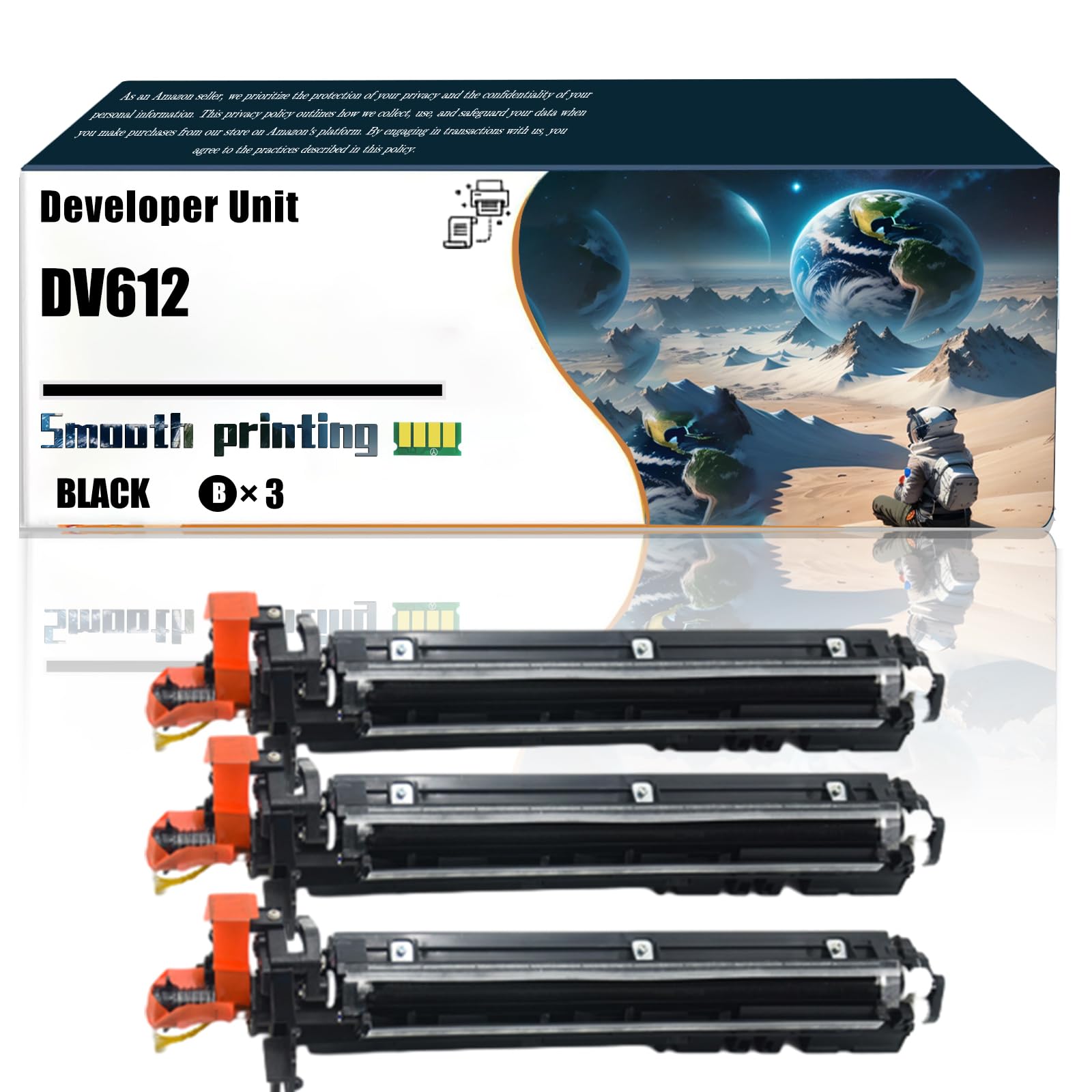 LSSF Replacement Parts Developer Unit DV612 Compatible with Konica Minolta bizhub 552 652 C452 C552 C552DS C652 C652DS Printers, Contains Chip and Clear Printing (3 Pack Black)