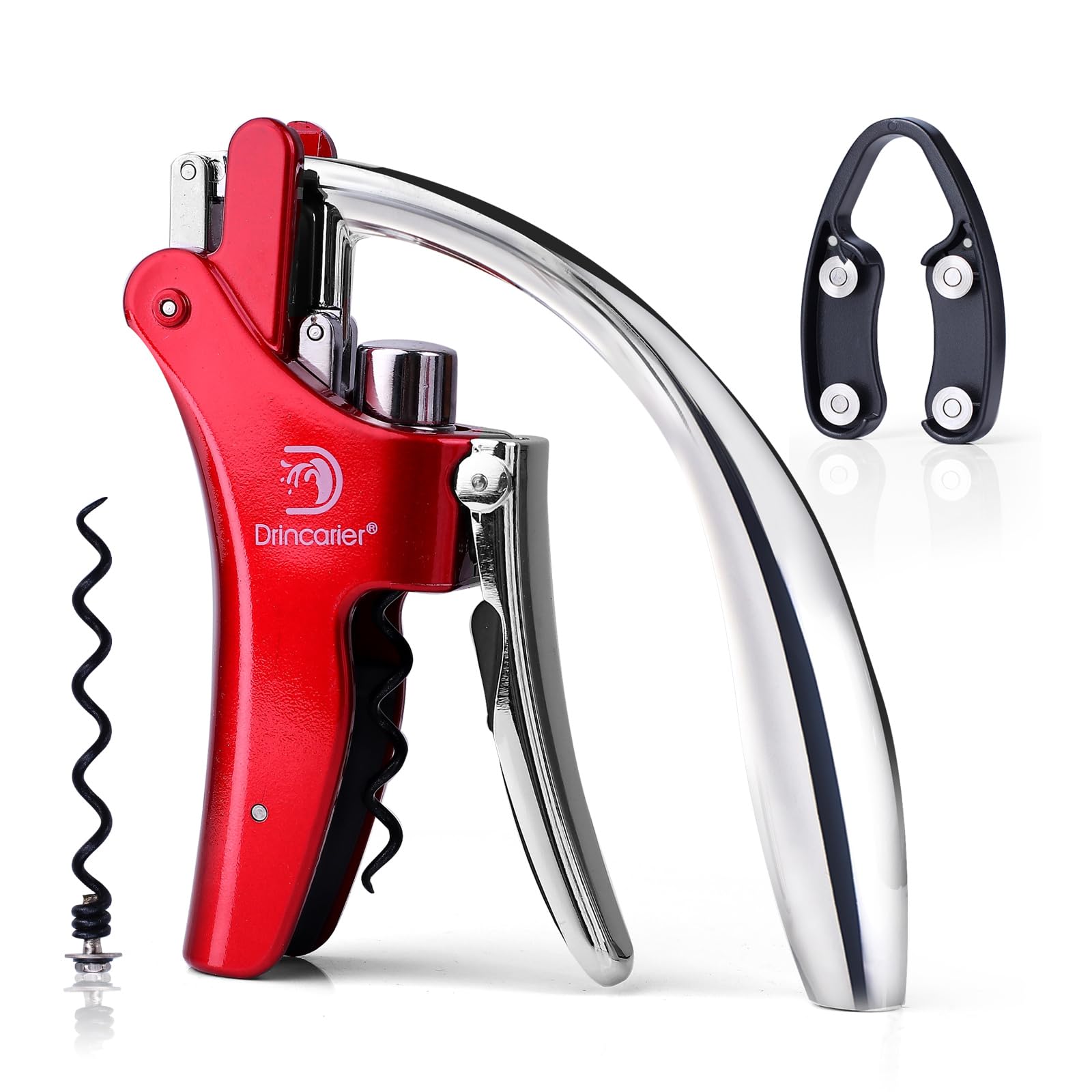 Wine Opener Compact Vertical Corkscrew Wine Bottle Opener with Built-in Foil Cutter