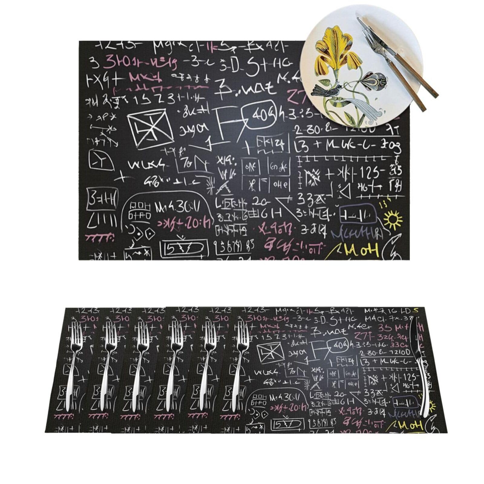 Set de table formule mathématique PVC antidérapant rustique
