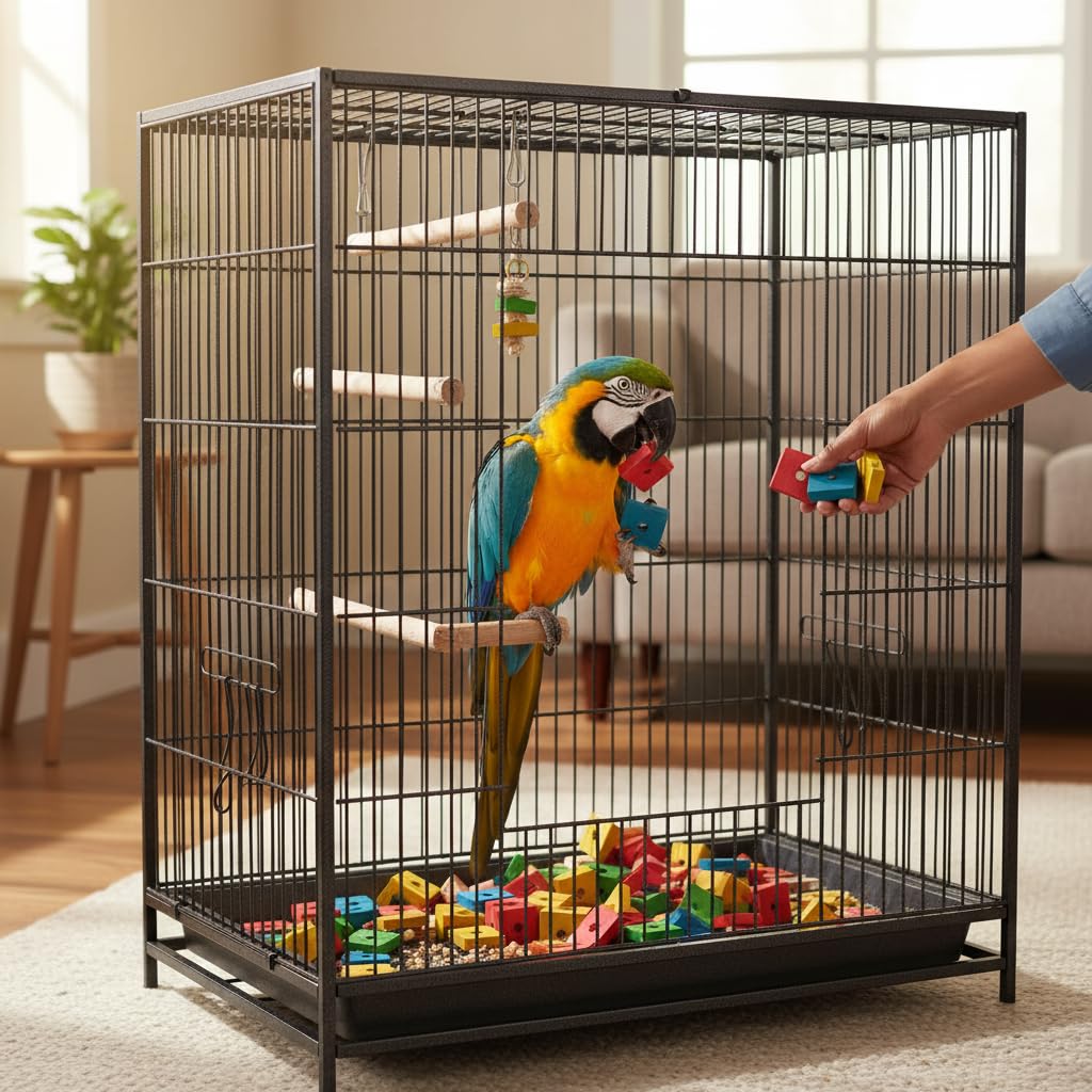 SUPVOX Lot de 100 blocs à mâcher en bois pour oiseaux : jouets pour perroquets, jouets pour perroquets à faire soi-même pour déchiquetage de grands oiseaux (couleurs mélangées)