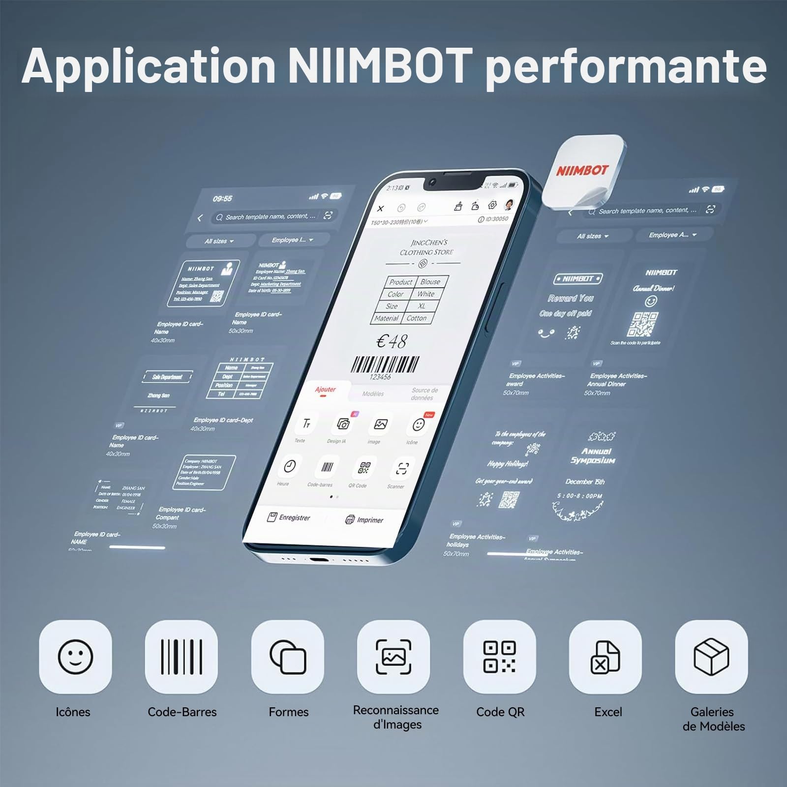 NIIMBOT Imprimante d’Étiquettes K3, Impression Rapide, Bleu | Largeur d’Impression Maximale 82 mm, Compatible PC, 7 Android et 3 IOS, pour Petite Entreprise et Bureau