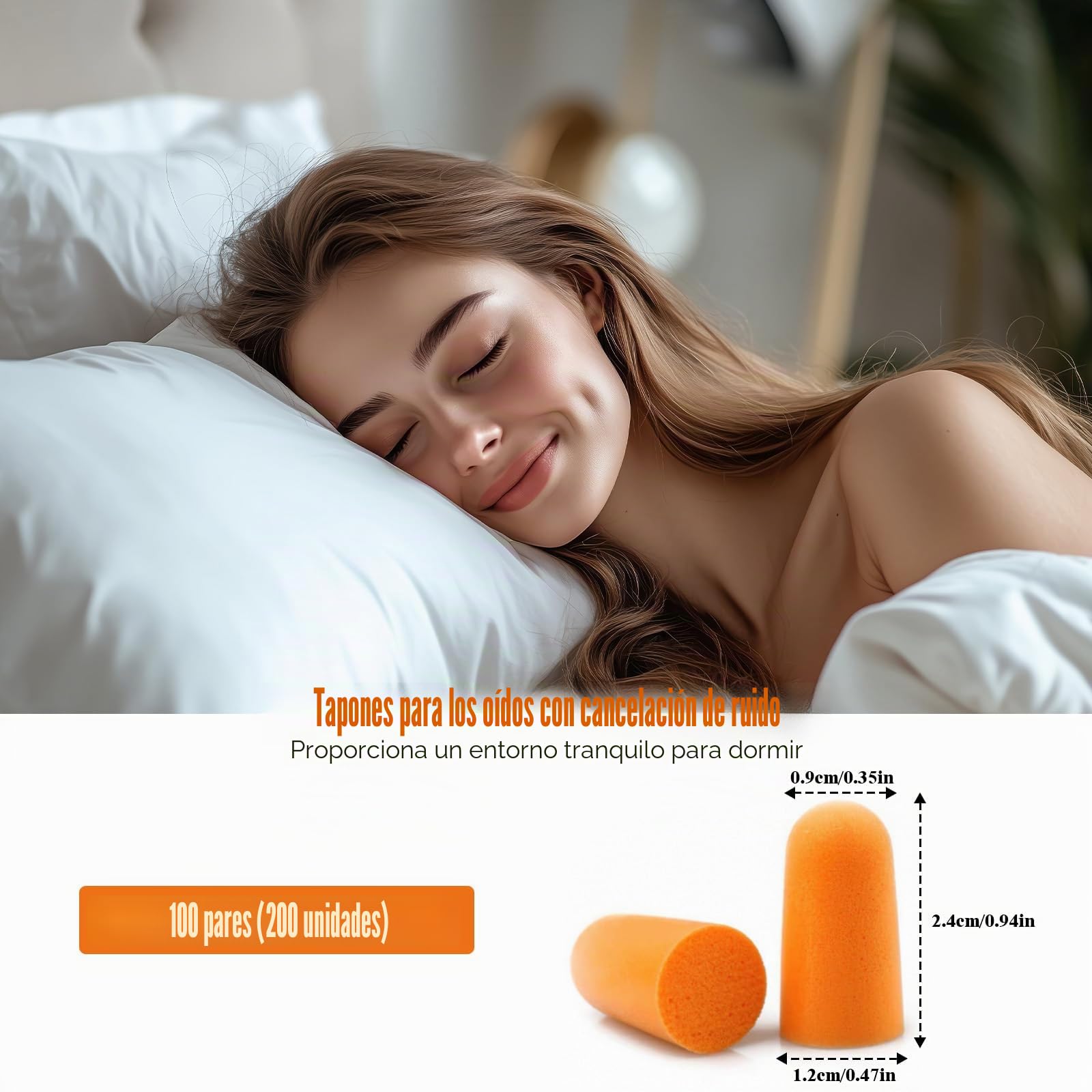 100 Pares Tapones Oidos Ruido Dormir, Tapones para los Oídos de Espuma Suave, Tapones para Dormir, Protección Auditiva, Reutilizables, Ear Plugs para Estudiar, Trabajo, Viajes y Ronquidos