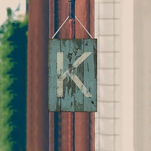 Vista 459 de Letrero colgante de madera con letra A, letrero de madera, decoración del hogar, 26 letras del alfabeto de metal, placa de madera, decoración