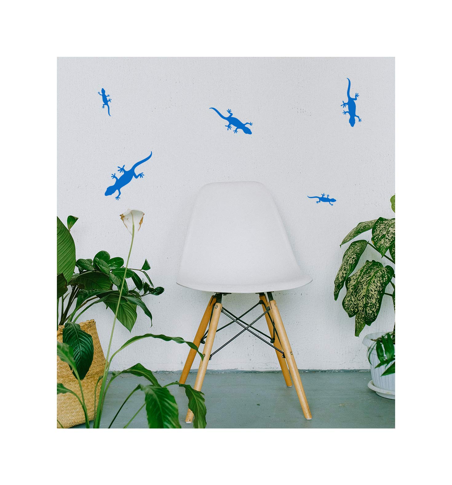 StickerDeen | Gecko Lizard Shape Style Decoration Removable Furniture, Nursery, Bedroom Wall Art Vinyl Decal Stickers Gift | (Pack 26) (Blue)