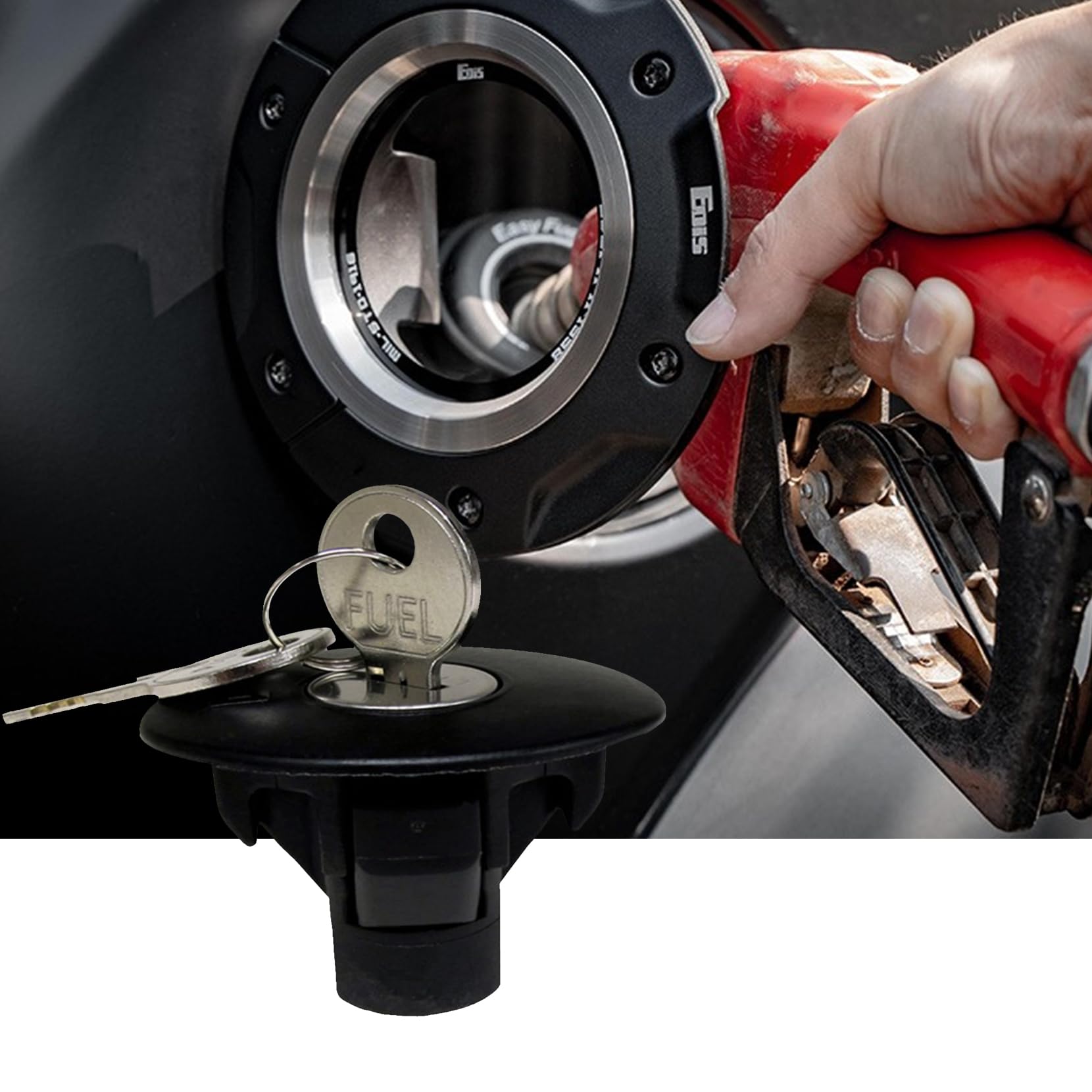 Hawyet 1 PC Locking Gas Cap, Car Fuel Tank Cap for Ford Edge Escape Expedition Explorer F150 Fiesta Flex Focus Fusion Taurus, Lock Fuel Filler Plug Replace, 8U5Z9C268B 8U5Z-9C268-B 10524 (Black)