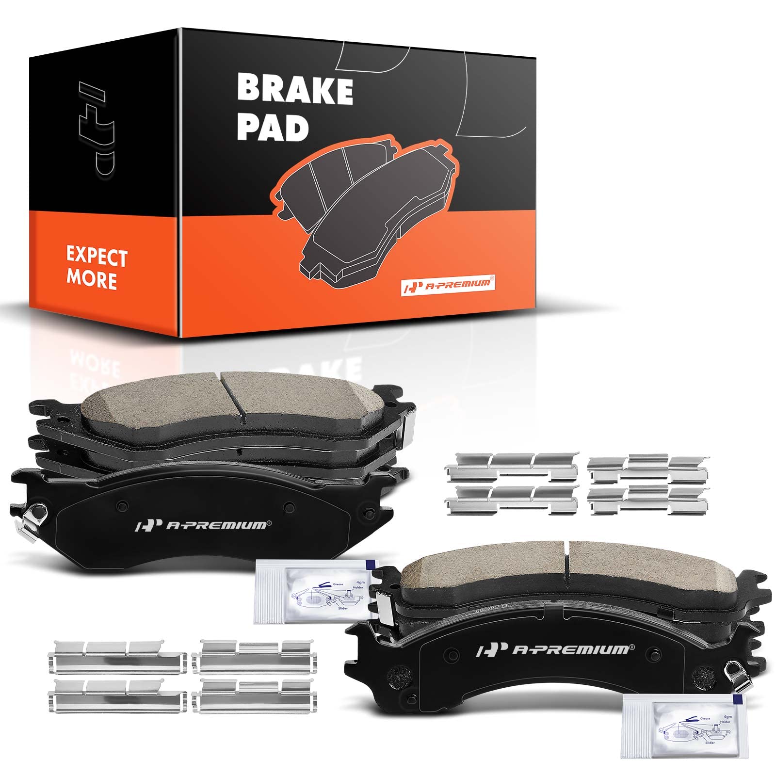 a-premium front & rear ceramic disc brake pads set compatible with select dodge models - ram 2500, ram 3500, 2001-2002, with hardware, 8 pcs