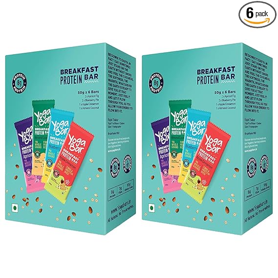 Yogabar Breakfast Protein Variety, Box of 6 Bars (Pa