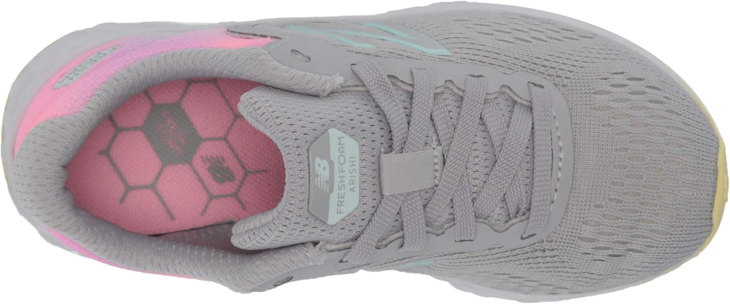 New Balance Unisex-Child Fresh Foam Arishi V2 Lace-up Running Shoe Light Aluminum/Pink Lemonade 10.5 Little Kid