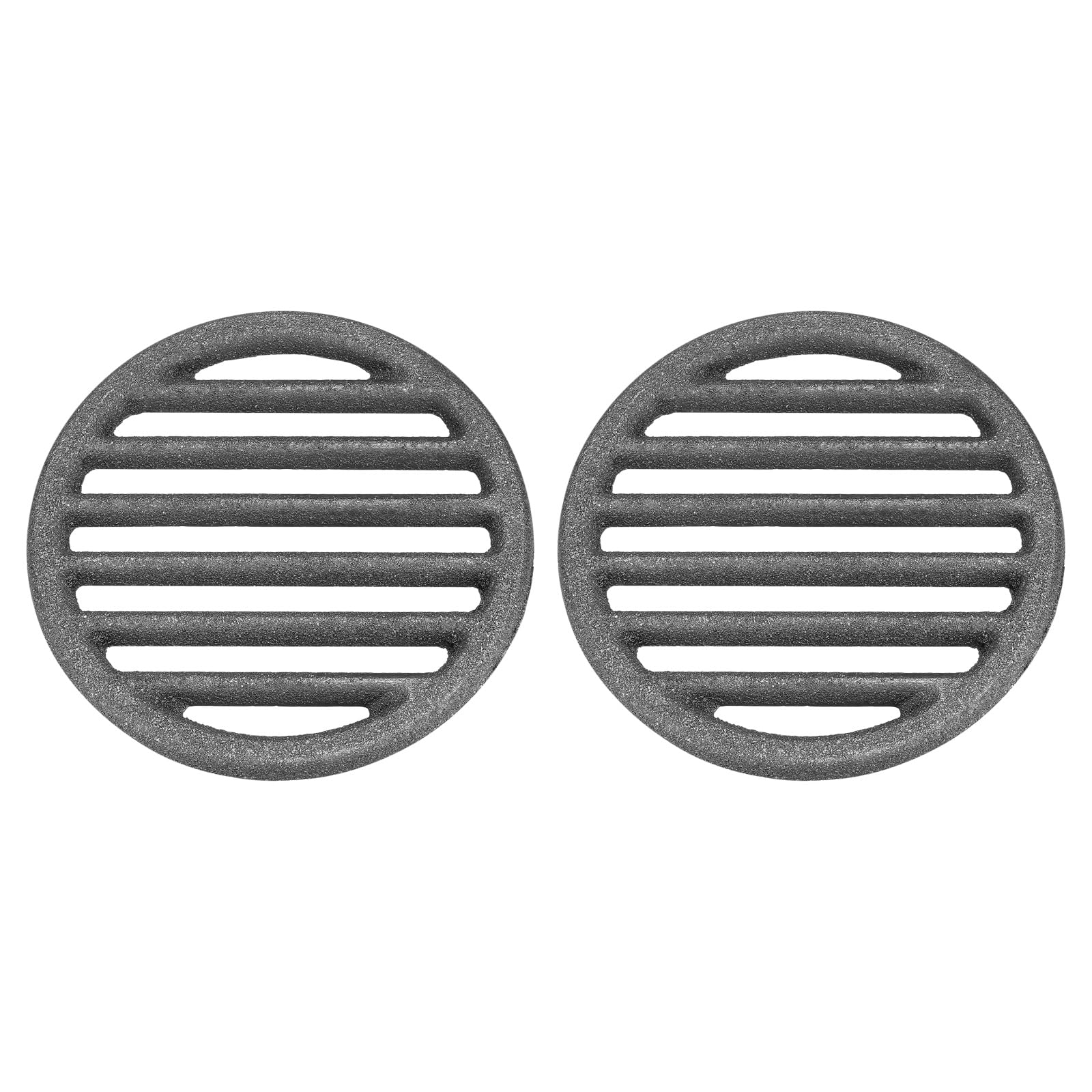 PATIKIL 2 Pcs Cast Iron Fire Grate, 5.1" Round BBQ Grill Grate Replacement High Heat Charcoal Plate Fire Bottom Grate Grilling Accessories 6 Slots for Grilling Barbecue