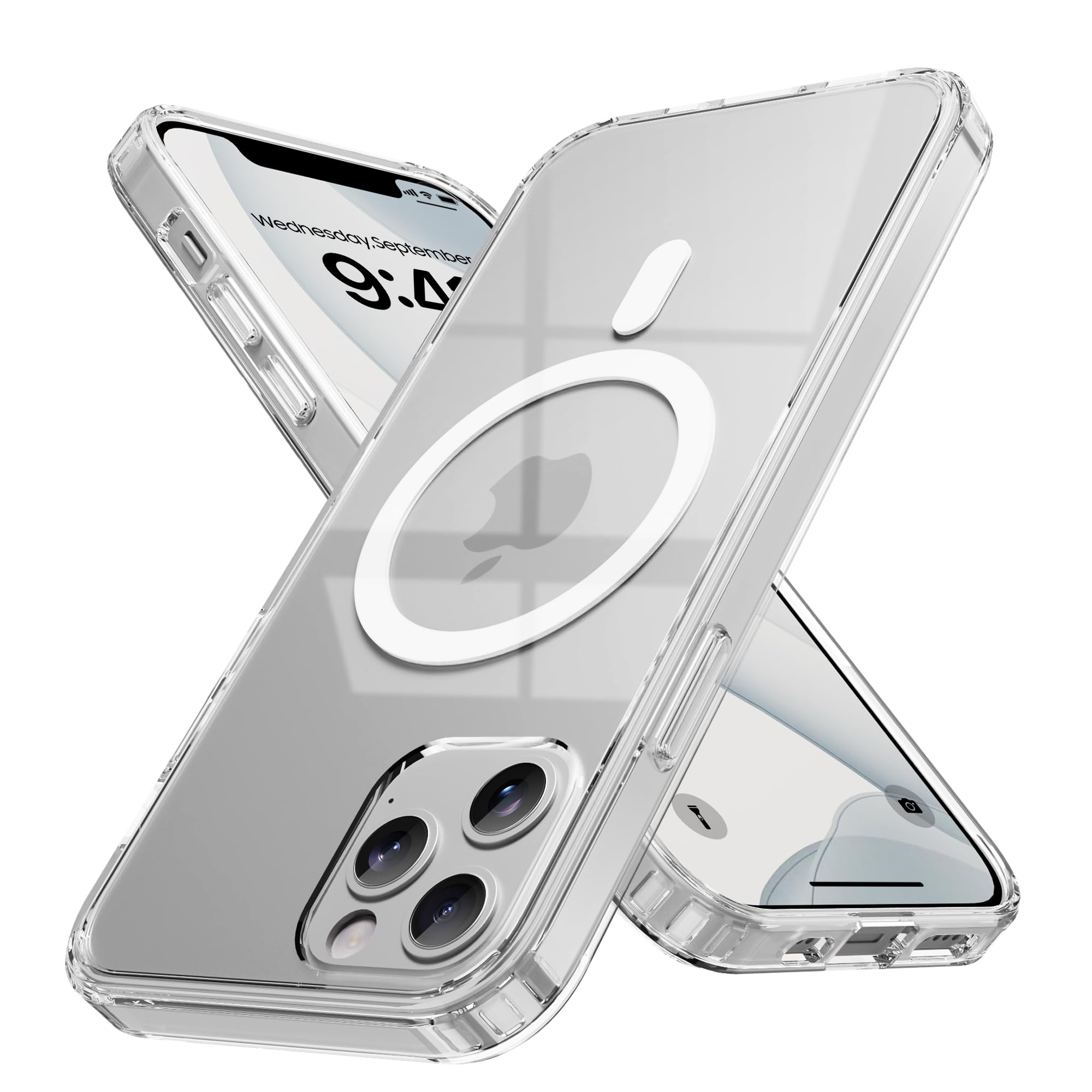 iPhone 12/12Pro ケース クリア MagSafe対応 pc 耐衝撃 マグネット搭載 傷防止 滑り止め 軽量 薄型 米軍MIL規格 ワイヤレス充電対応 スマホカバー EUMADOVE (クリア傷防止, iPhone 12/12Pro)