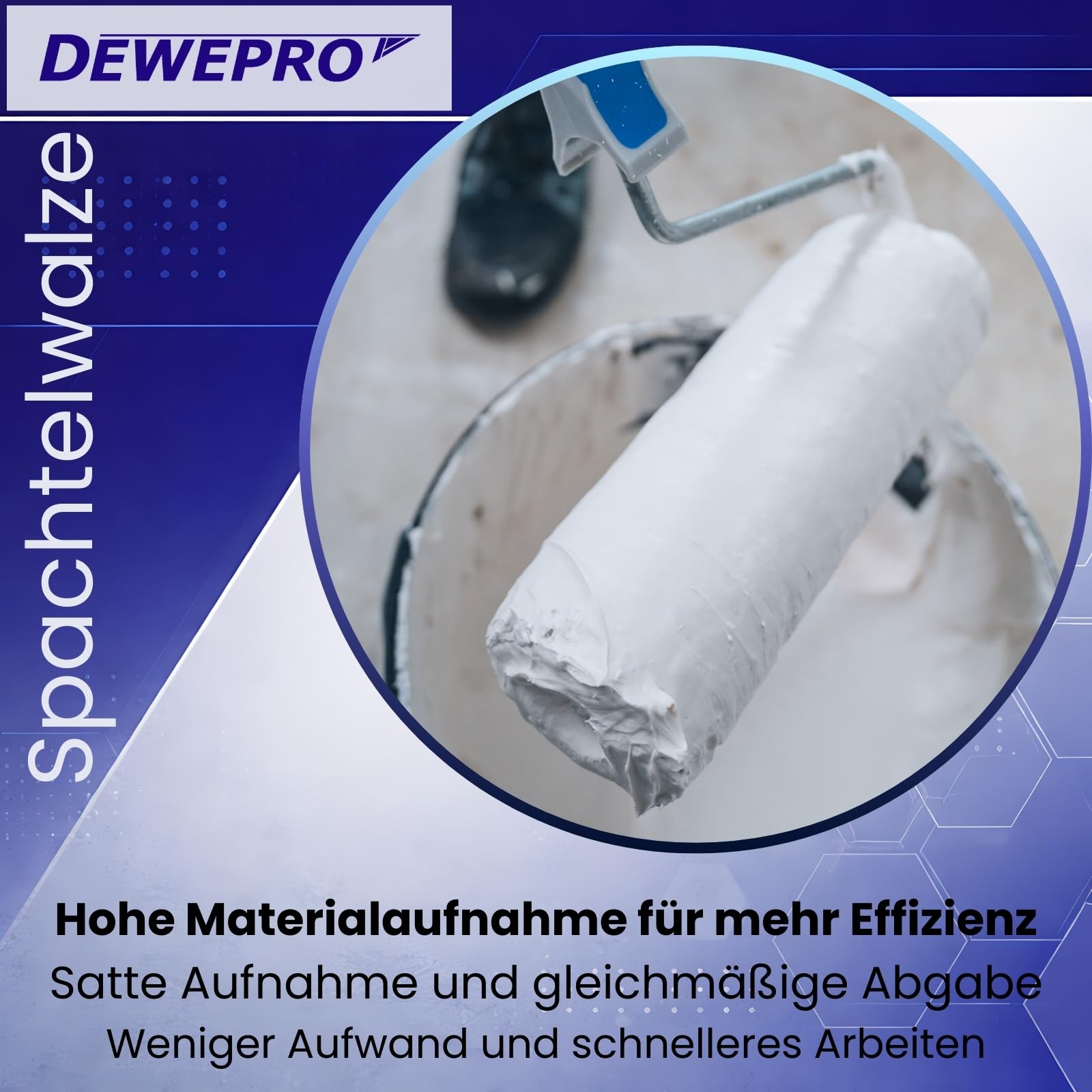 DEWEPRO Beschichtungsroller Set in den Breiten 230mm und 80mm für Spachtelmasse - Rollspachtel - Spezial-Roller für pastöse Spachtelmassen