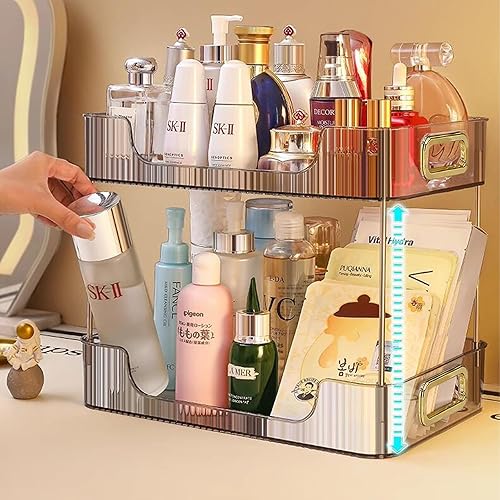 Miniatura 2 de Organizador de encimera de baño de 2 niveles, organizador de cosméticos para el cuidado de la piel para perfumes, organizadores de baño y