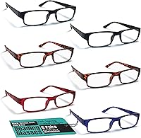 Boost Eyewear 6 Pack Reading Glasses - Assorted Colors, Spring Hinges, Shatter-Resistant Lenses for Men & Women