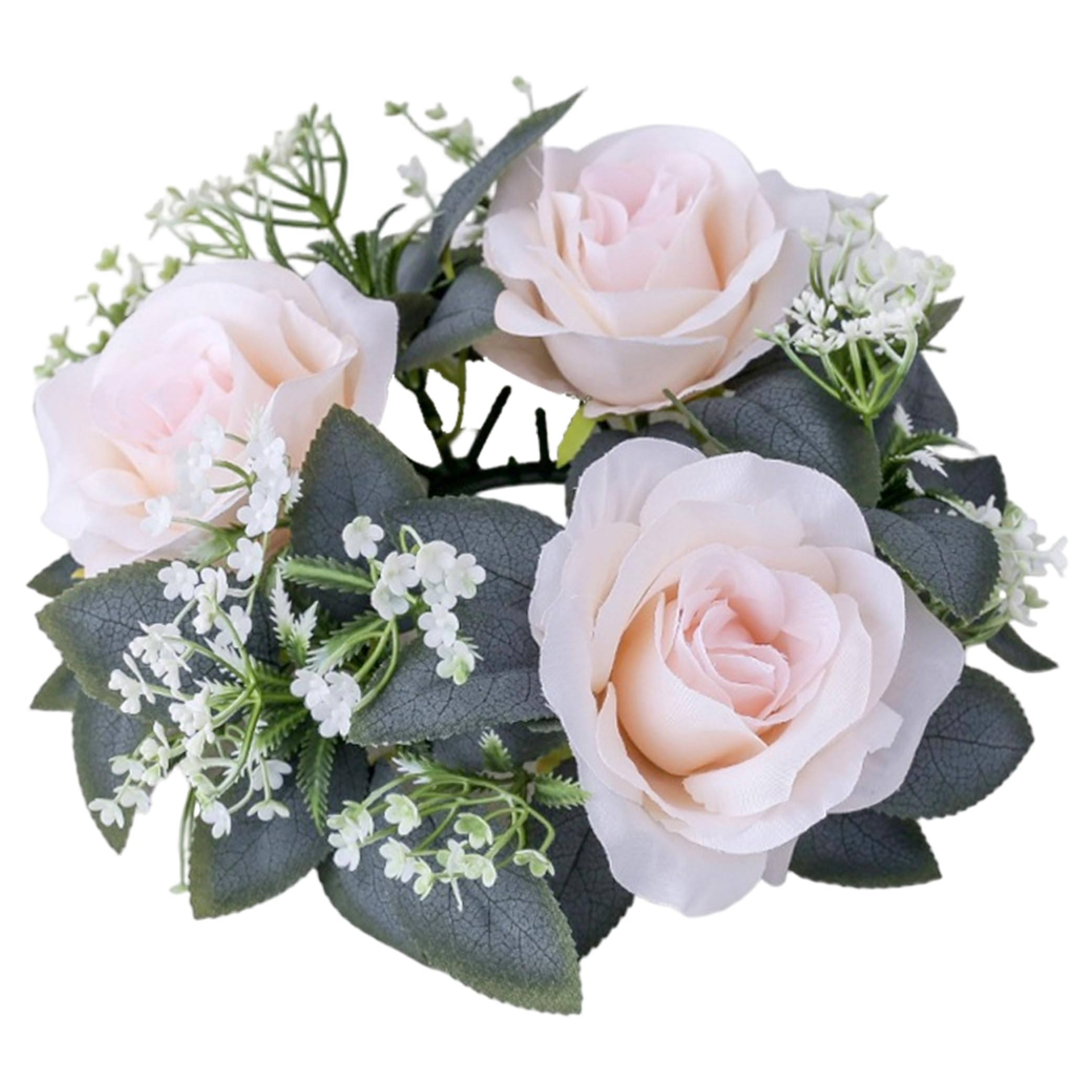 Xoeryoy Candle Rings, Exquisite Candle Rings Wreaths with Artificial Roses & Greenery, Centerpieces for Tables for Wedding Home Decor (Style 3)