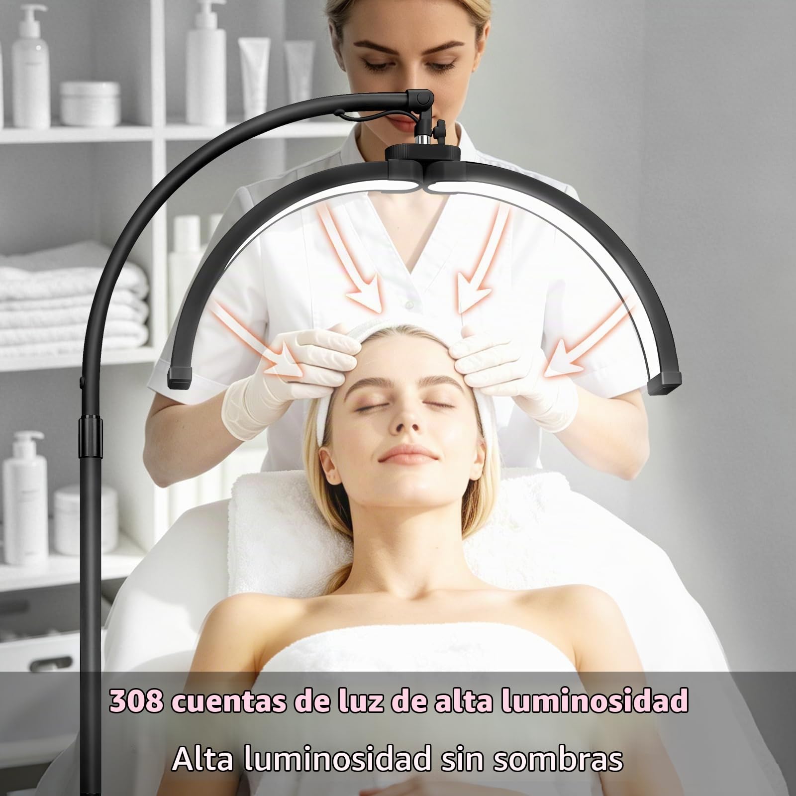 CGBE Lámpara LED de Pie para Pestañas Plegable Media Luna Sin Sombras