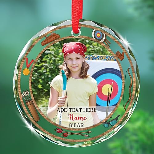 Miniatura 18 de Adorno de cristal de Navidad con nombre de foto personalizado, adorno de Navidad para amantes del béisbol 2025, texto personalizado, adornos de