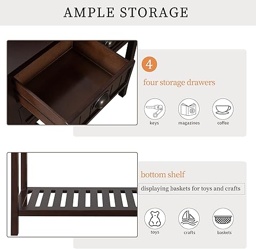 Miniatura 82 de Merax Mesa consola clásica de madera para entrada, pasillo, aparador con cajones de almacenamiento y estante inferior (azul marino) azul marino