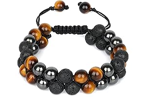 Handmade: Triple Protection Bracelet - Hematite Bracelet Protection Mens, Natural Tiger Eye...