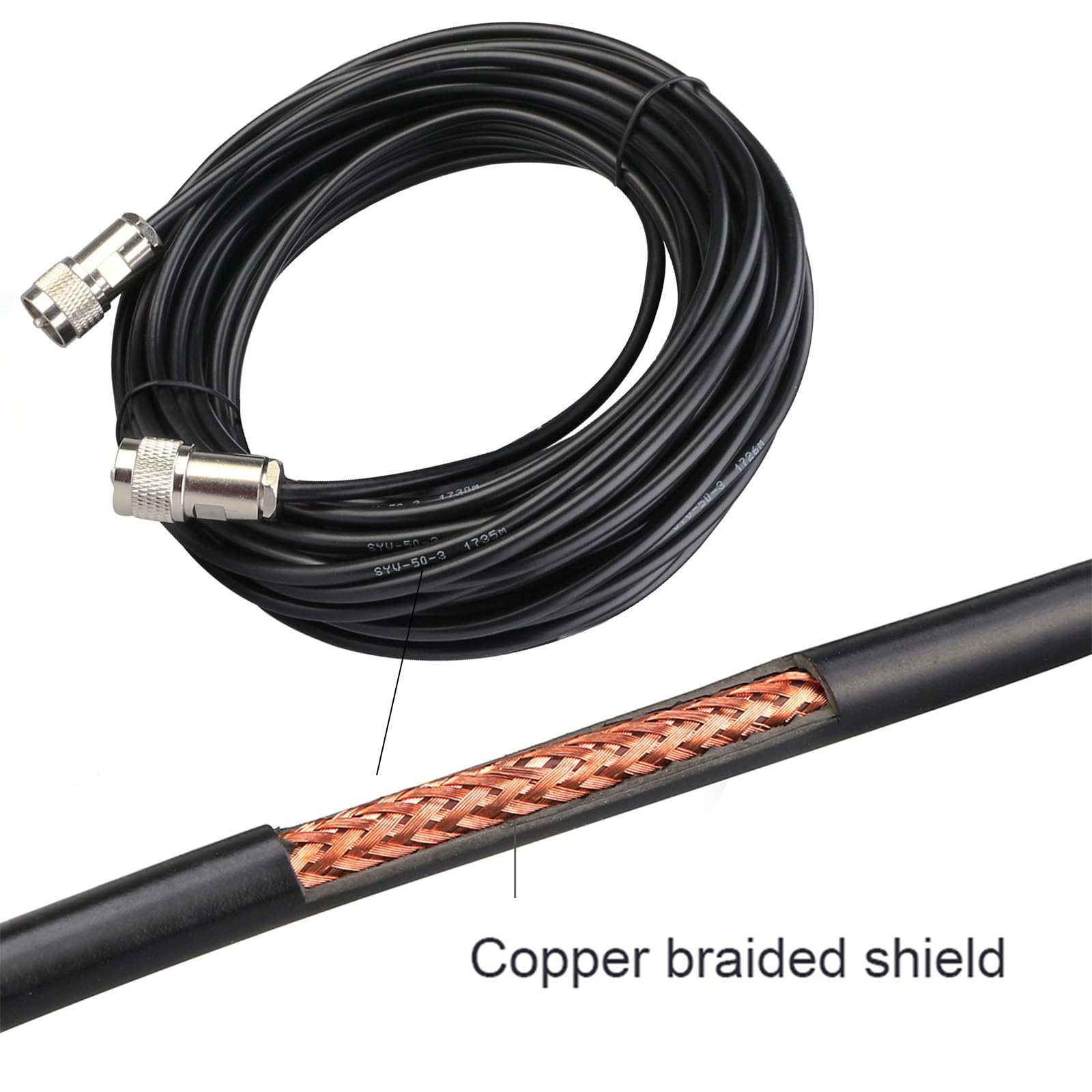 Retevis Cavo coassiale a bassa perdita, cavo coassiale con connettore SL16, compatibile con ripetitore RT97 a due vie per radio prosciutto (15 metri, 1 pezzo)