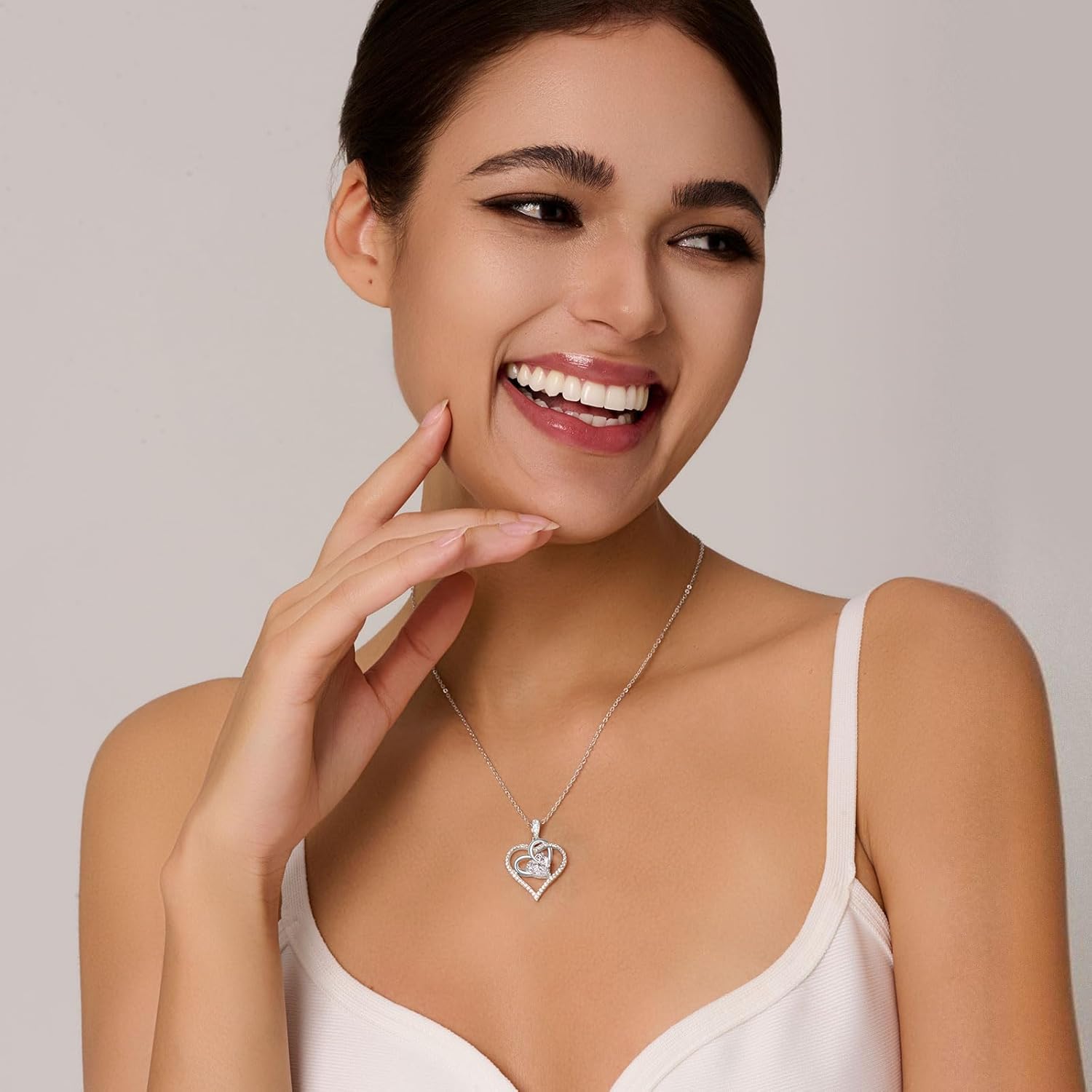 OOBEE Valentines Day Gifts for Her Moissanite Love Heart Pendant Necklaces for Women 925 Sterling Silver with Birthstone Zirconia, Ideal Birthday Anniversary Mothers Day Christmas Jewelry Gifts for Wife Mom Girlfriend - Image 8