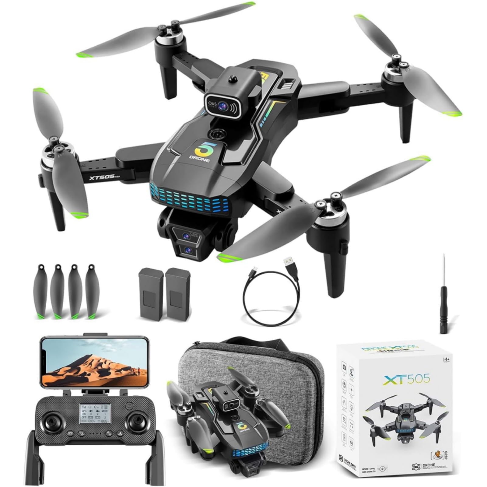 Drone com Câmera 4K, Drone Profissional com GPS, Dobrável Mini Controle Remoto