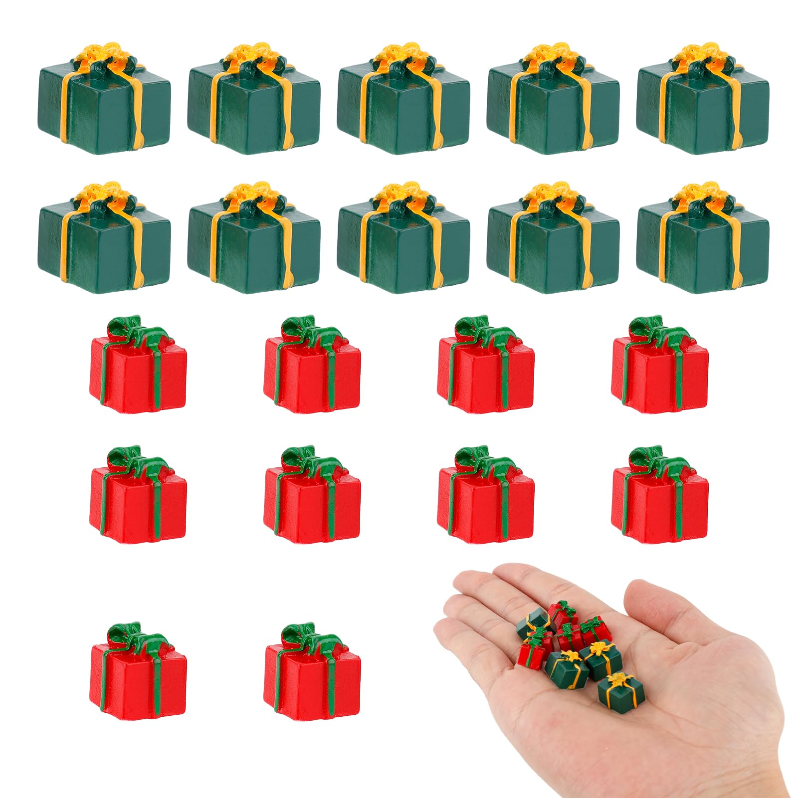 20pcs Tree Mini Boxes Ornament, Colored Mini Resin Gift Boxes Miniature Ornaments for Tree Decoration DIY Crafts