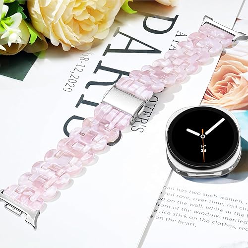 YGTIECS Resin Strap Only Compatible with Samsung Galaxy Watch 8 Band 40mm 44mm, for Galaxy Watch 8 Classic Band 46mm, 20mm Soft Resin Replacement for Samsung Watch 8 Bands/Watch 8 Classic Band(Ellipses Pink Flower,Only for Galaxy Watch 8 / 8 Classic)