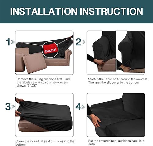 Miniatura 7 de FantasDecor - Funda de sofá elástica para sofá, funda de sofá individual, funda de sofá para sala de estar, funda de sofá de terciopelo con