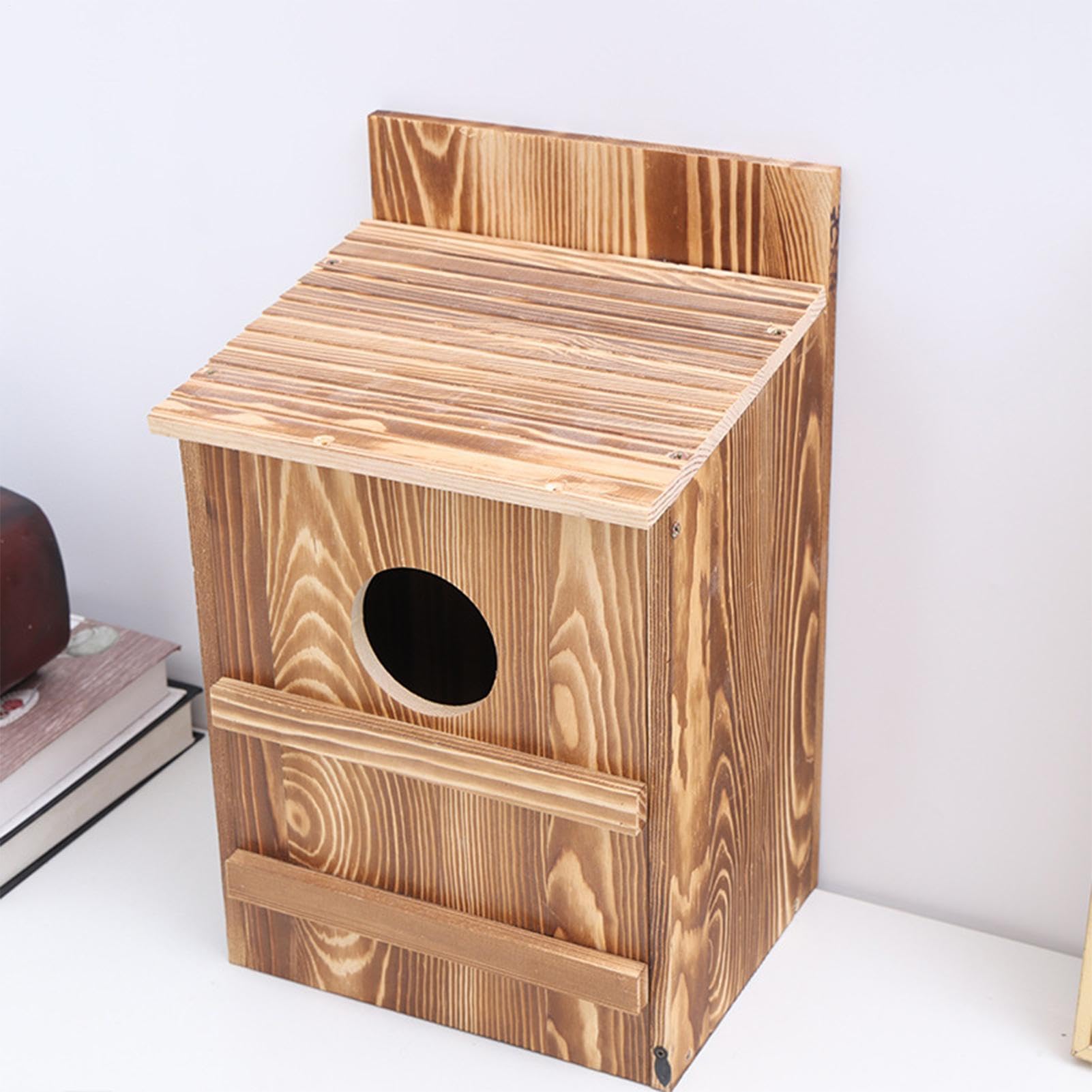 per Gufi Legno Impermeabile Ventilato con Apertura Rotonda | Cassetta per Barbagianni per Uccelli Scoiattoli Amanti della Natura Giardino Alberi Esterni