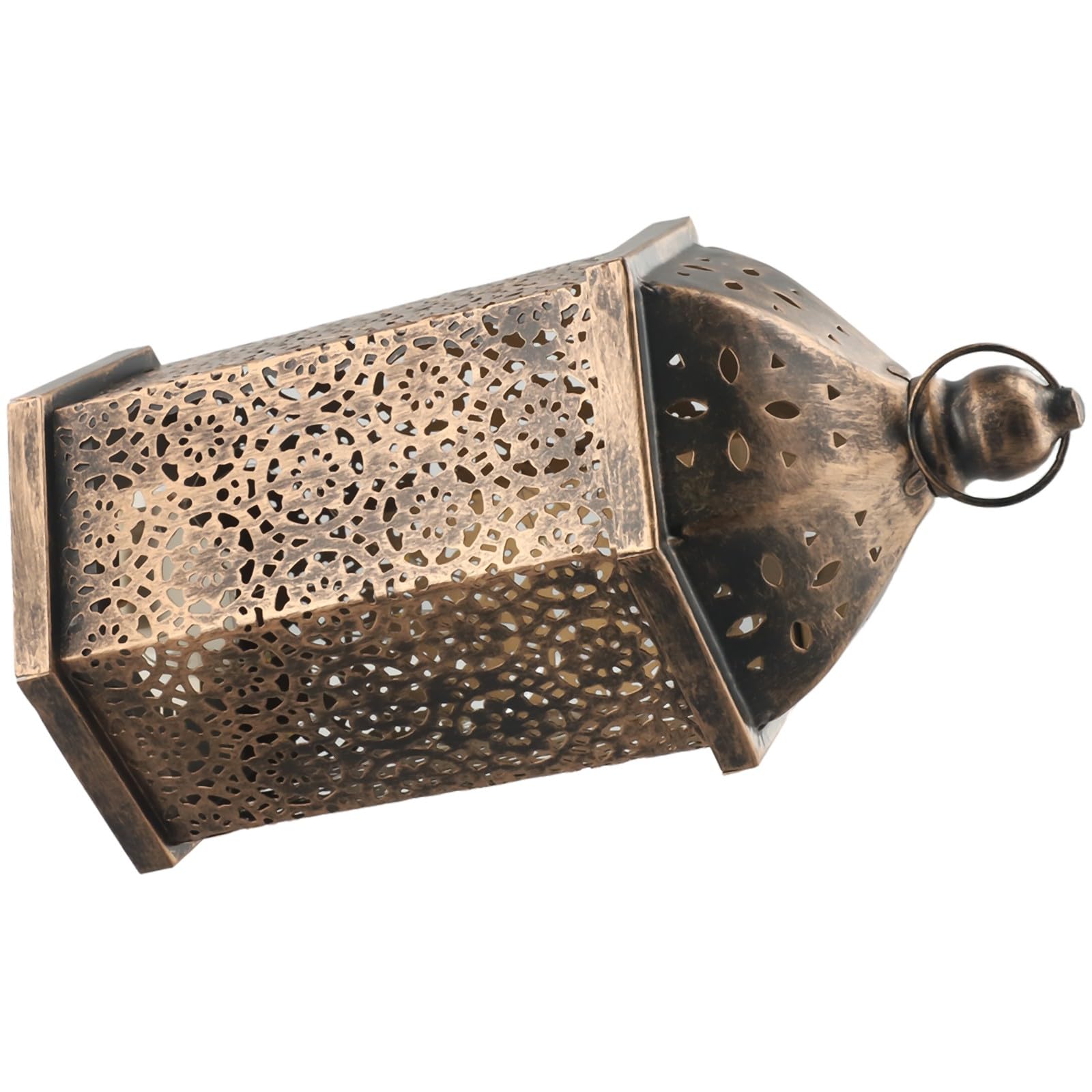 Lanterne da appendere in stile marocchino, in metallo, effetto ottone, stile marocchino, portacandele a LED, lanterna in ferro per ogni occasione o ambiente (grande)