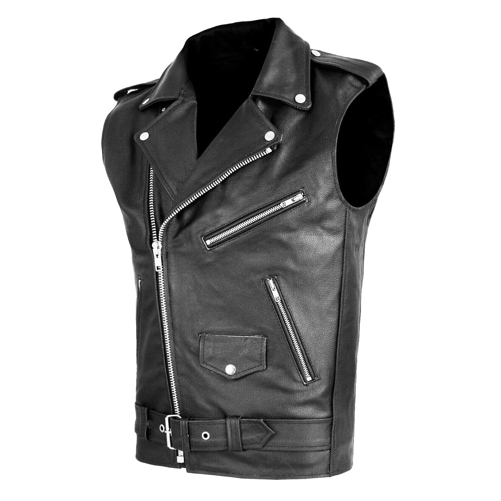 Genérico Chaleco de cuero sin mangas para hombre moderno y elegante cremallera resistente estilo casual perfecto para salidas urbanas