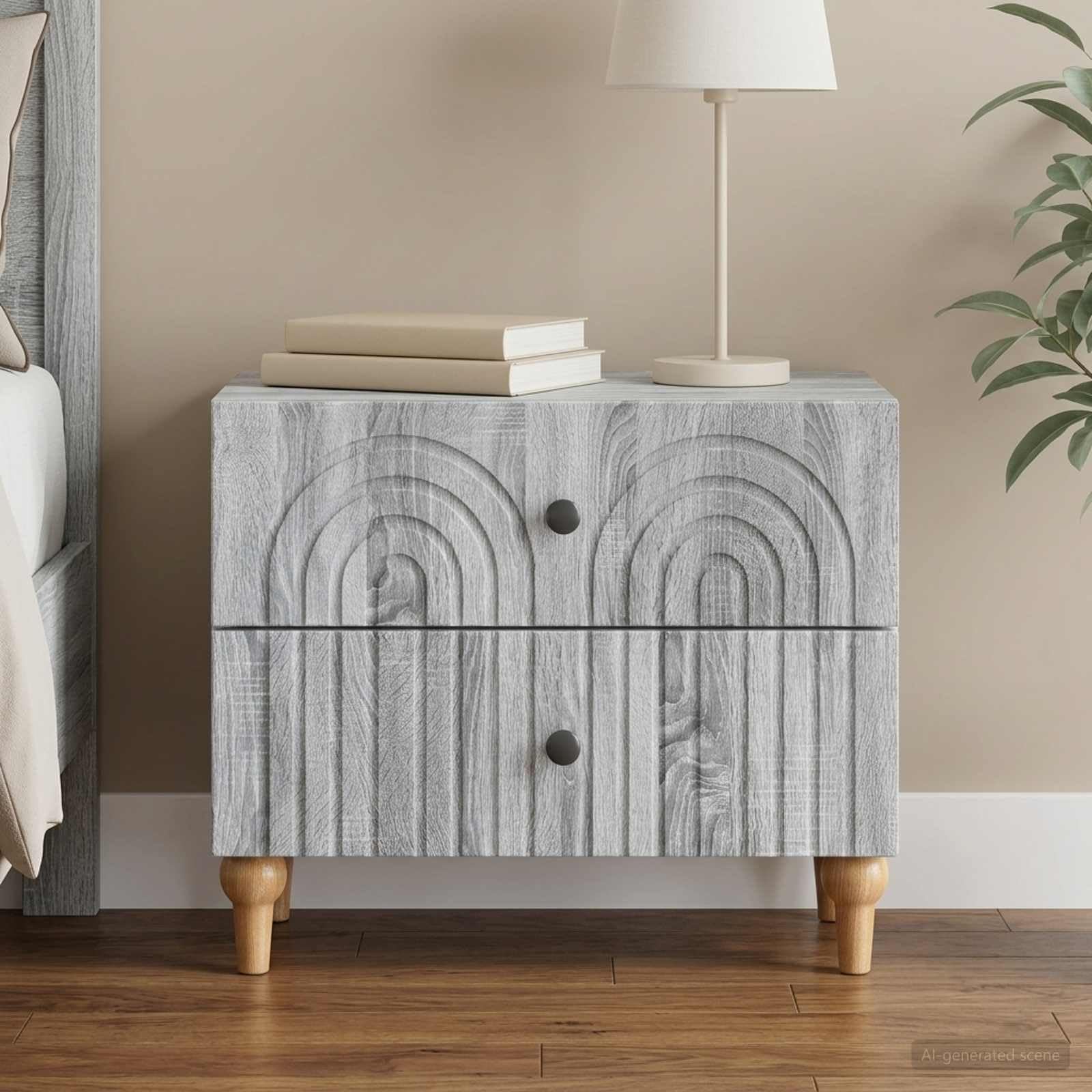 Armadio da notte grigio sonoma con cassetto e ripiano, mobiletto salvaspazio 62 x 34,5 x 48 cm, ideale per camera da letto soggiorno ufficio, consolle moderno con scomparto contenitore