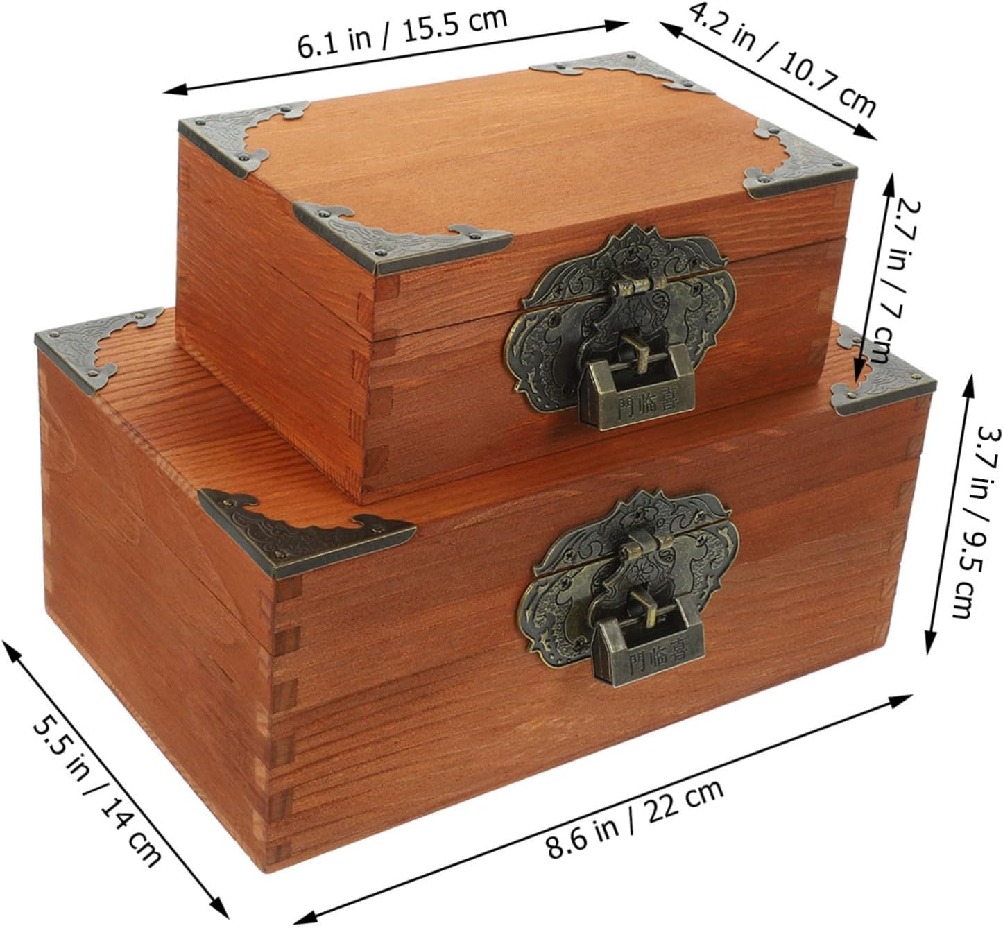 PRETYZOOM 2pcs Vintage Wood Jewelry Organizer Box with Lid for Dresser image 2