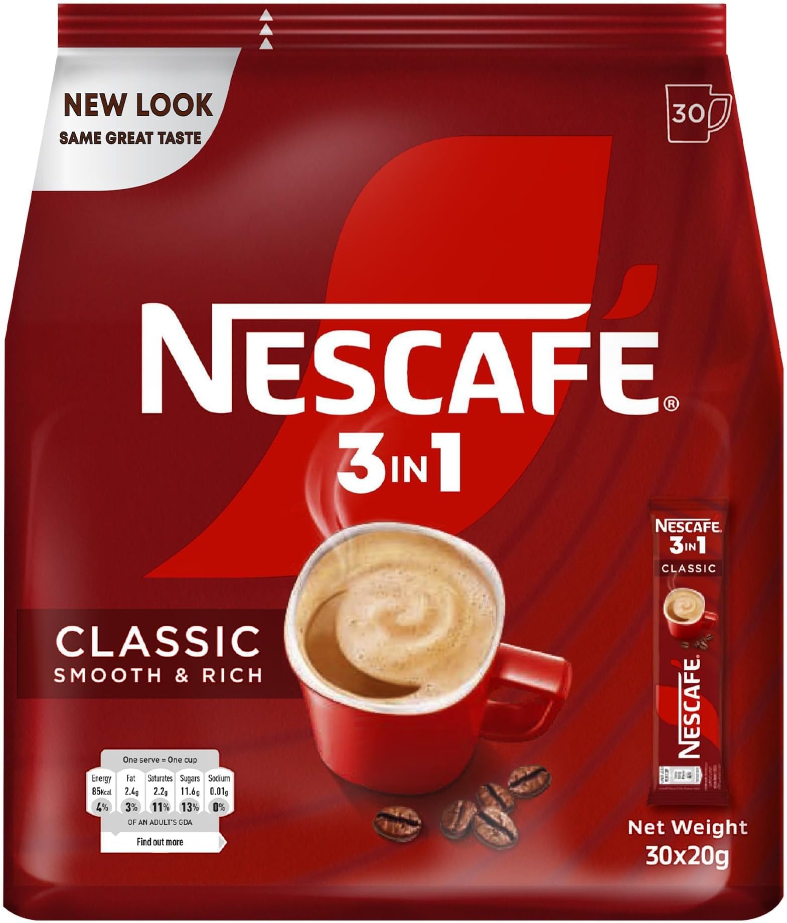 Nescafe 3in1 Instant Coffee Mix Sachet 20g (30 Sticks)