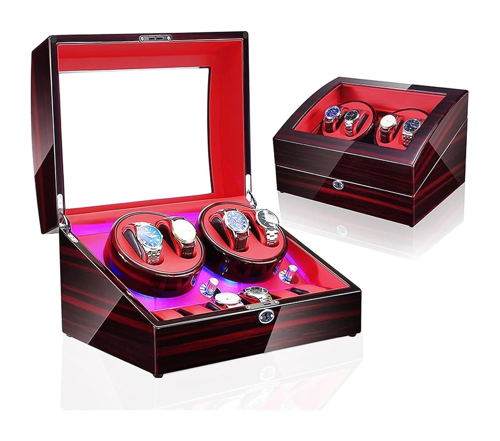 YNIYUJKL Watch Box Automatic Watch Winder Display Box Automatic Watch Shaker With Key 4 Wrist Watches + 6 Stora Case 5 Rotation M Quiet Motor Watch Case
