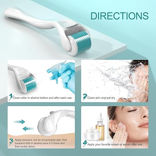 Miniatura 5 de Derma Roller 540 Rodillo de microagujas de acero inoxidable negro para cuidado de la piel facial Uso en el hogar para herramientas de masaje de